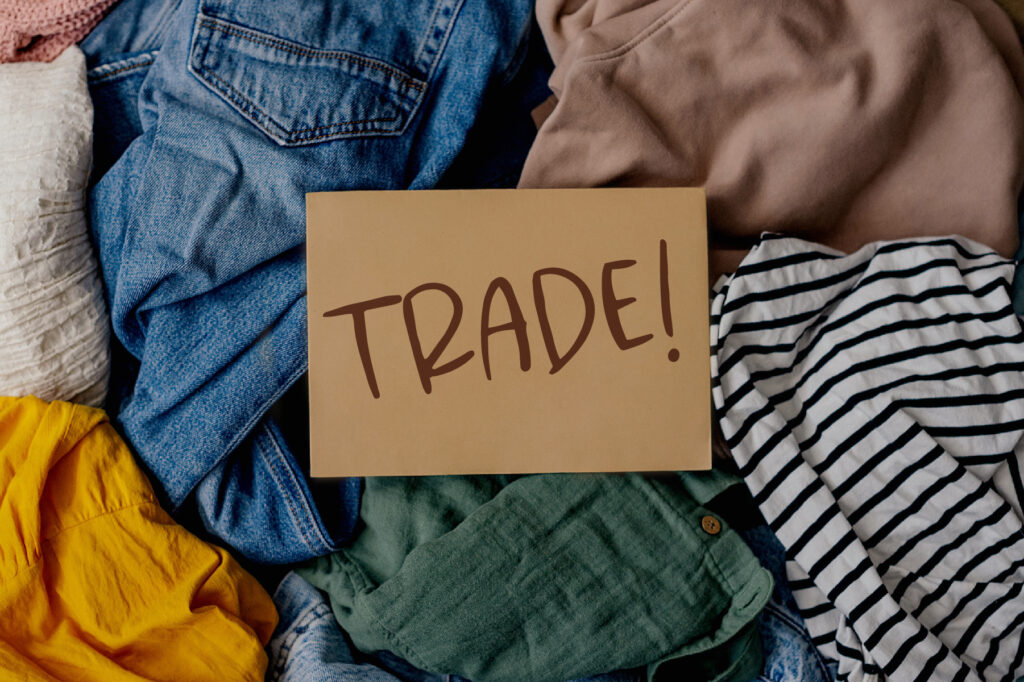 Gently used clothing ready for trading.